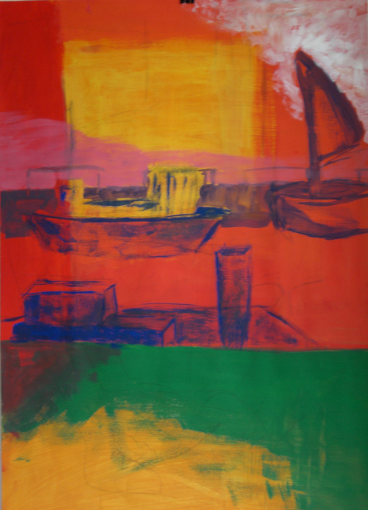 Die Mutter und der Hafen 2006 Gouache auf Papier 70 x 100 cm