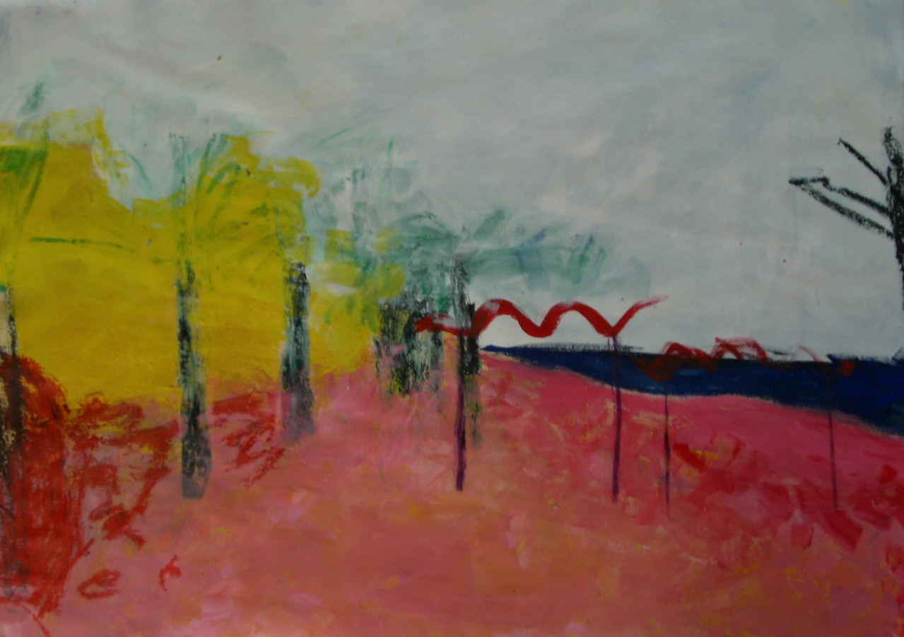 Besuch 2006 Gouache und Ölkreide auf Papier 100 x 70 cm