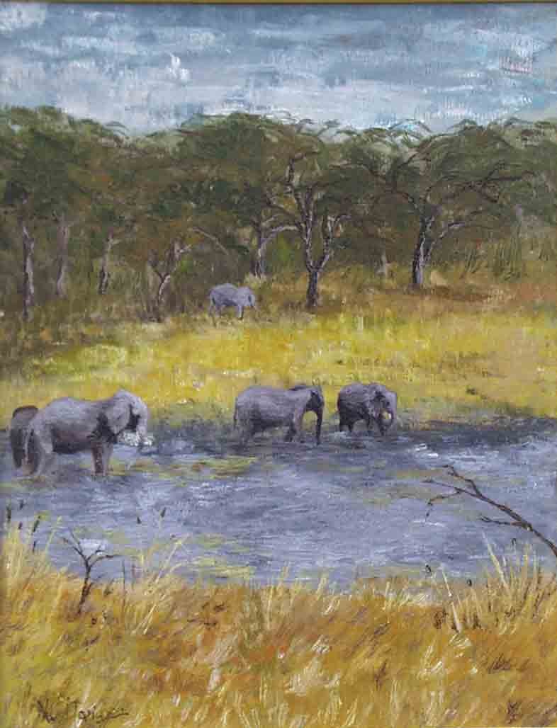 Elefanti - acrilico su tela - 45x35