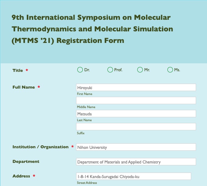 Figure 1. Registration of your information