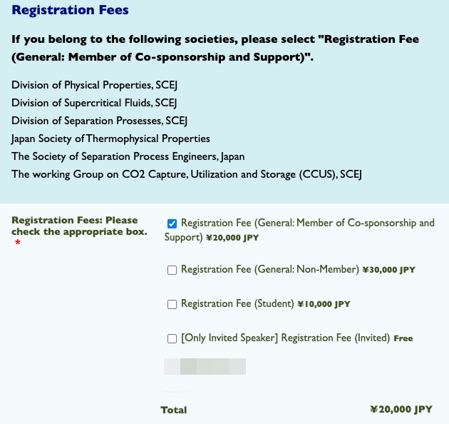 Figure 2. Registration fees.