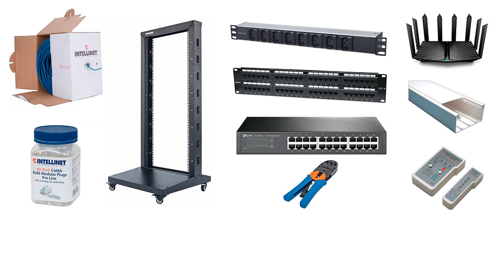 Venta de equipo para redes informáticas y de datos. Cable UTP, switches, routers, racks, PDUs, patch panel, etc.