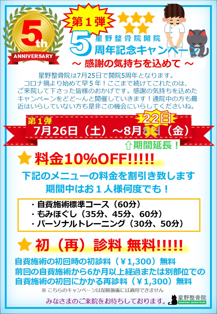 第１弾　開院5周年キャンペーン