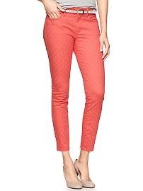 Polka dot coral ankle length jeans