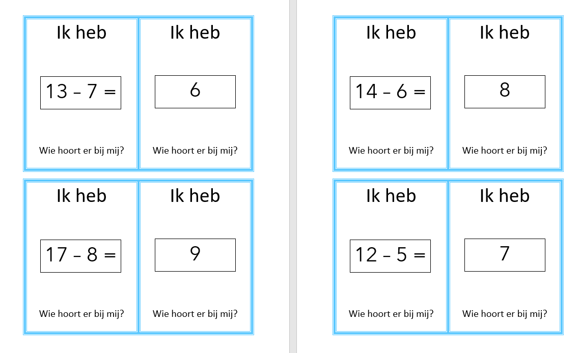 Duo minsommen tot en met 20