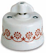 interruttore #deviatore #invertitore #ceramica #decoro #marrone #bianca #vintage #triplo #manopola #retrò