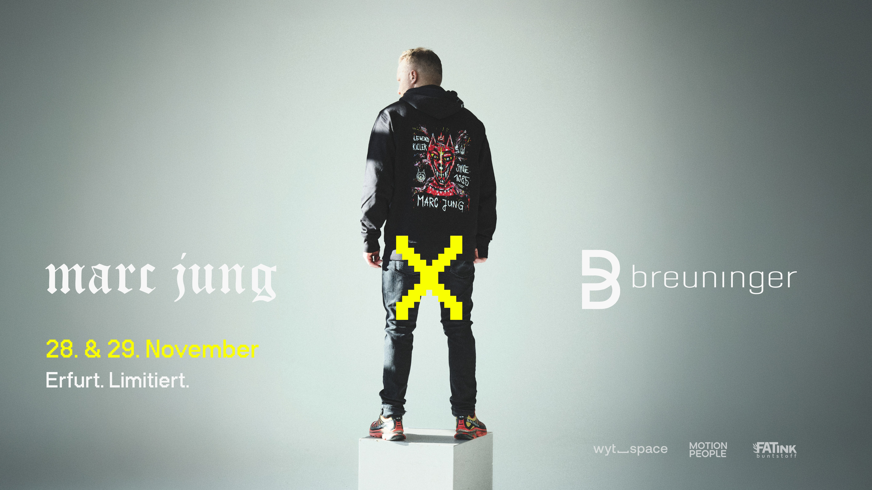 CHECK OUT THE NEW VIDEO! THIS WEEK IS MY 1. LIMITED EDITION OF 100 HOODIES, T-SHIRTS, BASECAPS, BEANIES & SOCKS AT BREUNINGER IN ERFURT ON FRIDAY 28.11 & SATURDAY 29.11. 10-20 UHR!!! I WILL SHOW UP FRIDAY AT 16UHR & SATURDAY AT 13UHR! ONLINESHOP SOON!!!
