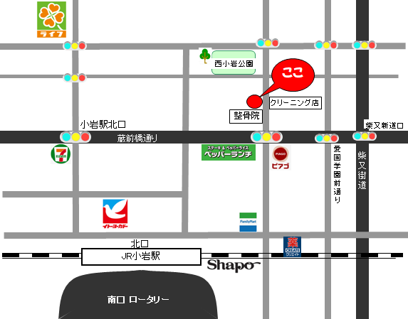 せんたくウサギ西小岩店への略図