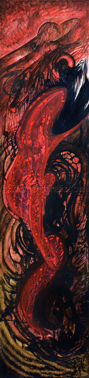 "Epimorphose", 122,5 x 28 cm, Mischtechnik auf Kunststoffplatte, 2015