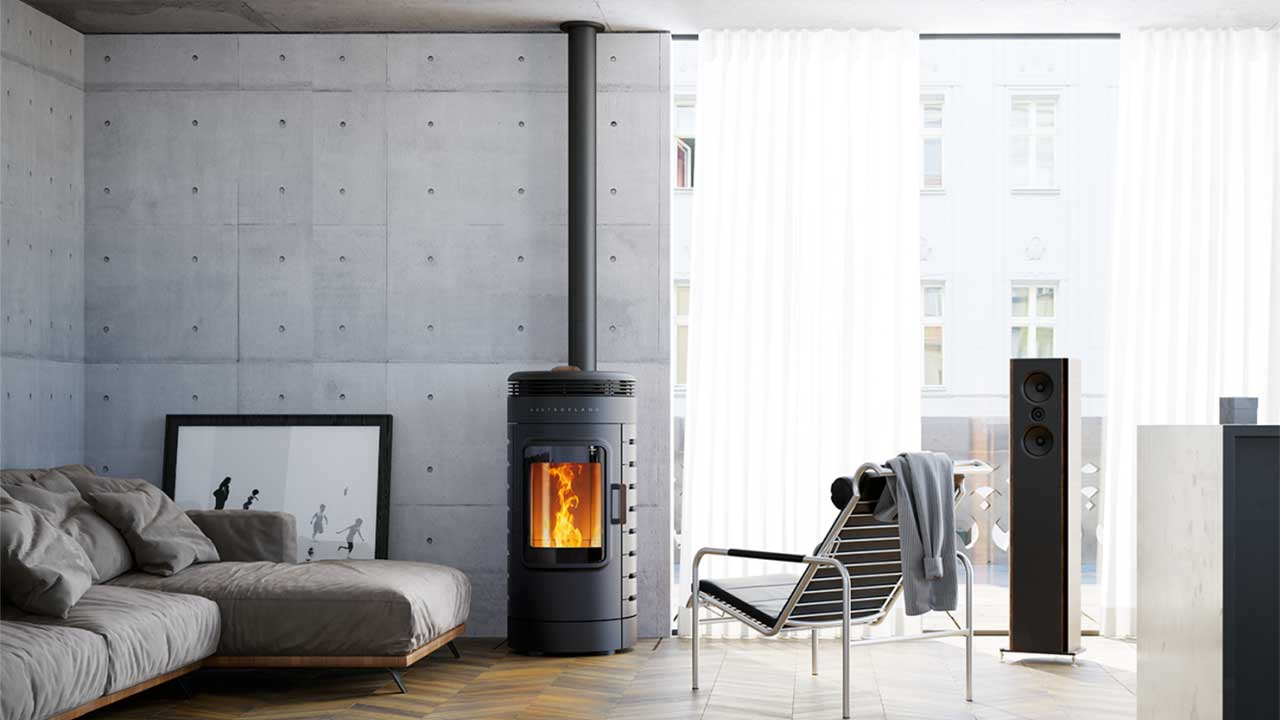 Pelletofen von Austroflamm im modernen Wohnzimmer