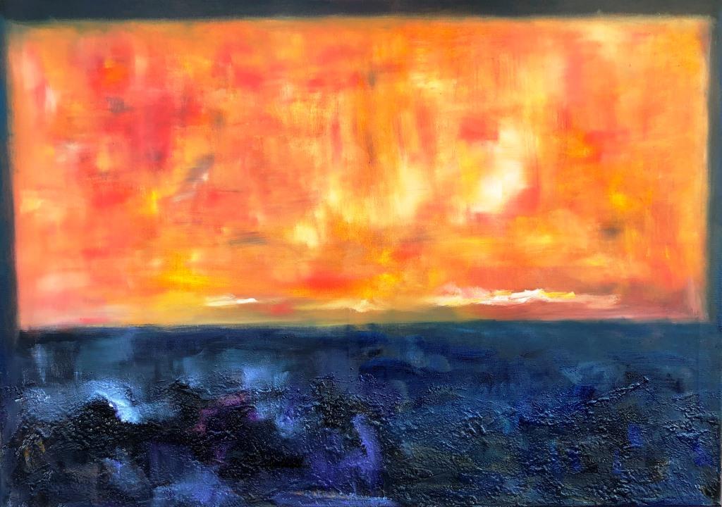Nacht - gegen Morgen, Öl auf Leinwand, 100 cm x 70 cm, 2019