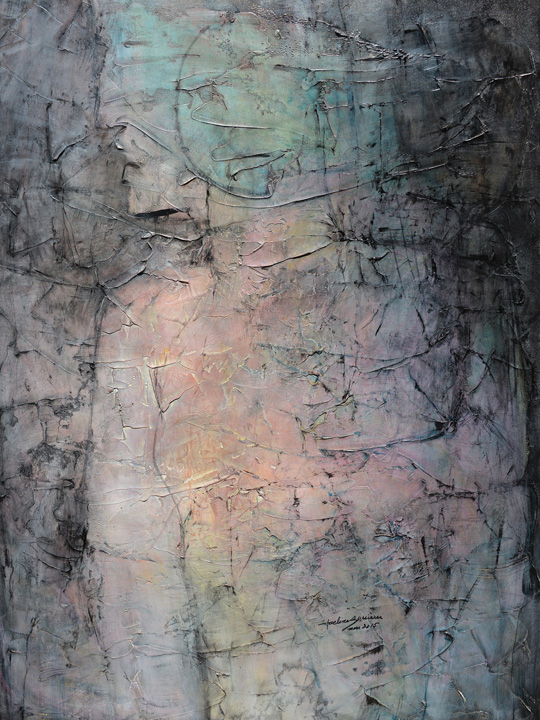 CRIS D'AIR ET DE FEU, Acrylique et Modeling Paste - 30 X 40 po. (76 X 102 cm)