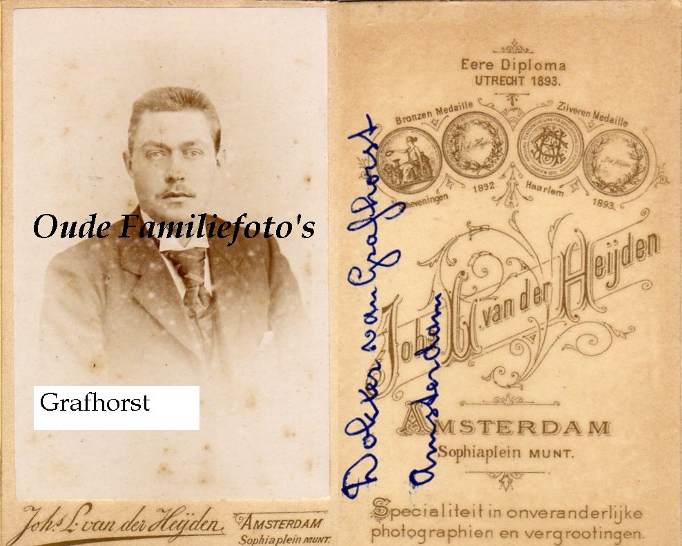 Grafhorst van, Jan Hendrik. Geb. 26-7-1867 Kampen Ovl. 27-10-1926 Den-Haag Arts € 3,00