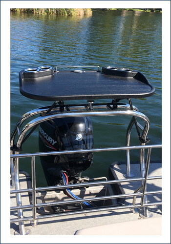 Patent Pending Aftermarket Nauti Bar Table, Boat View