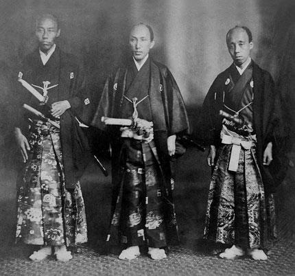Senior samurai (Muragaki Norimasa, Shinmi Masaoki, and Oguri Tadamasa) of the delegation / 使節団の上級武士(左から、村垣淡路守範正、新見豊前守正興、小栗豊後守忠順)