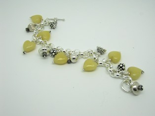 Sterling, Beads & Yellow Jade