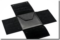 Folder, black nappa leather, fot travel or space-saving storage