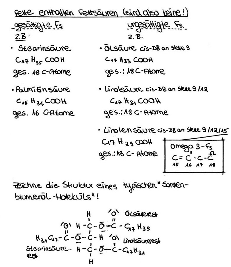 Aufbau Von Fettmolekulen Unterrichtsstunden Vom 27 28 04 2017 Im Leistungskurs Chemie 11 Chemiestunde Bei Herrn Griesar