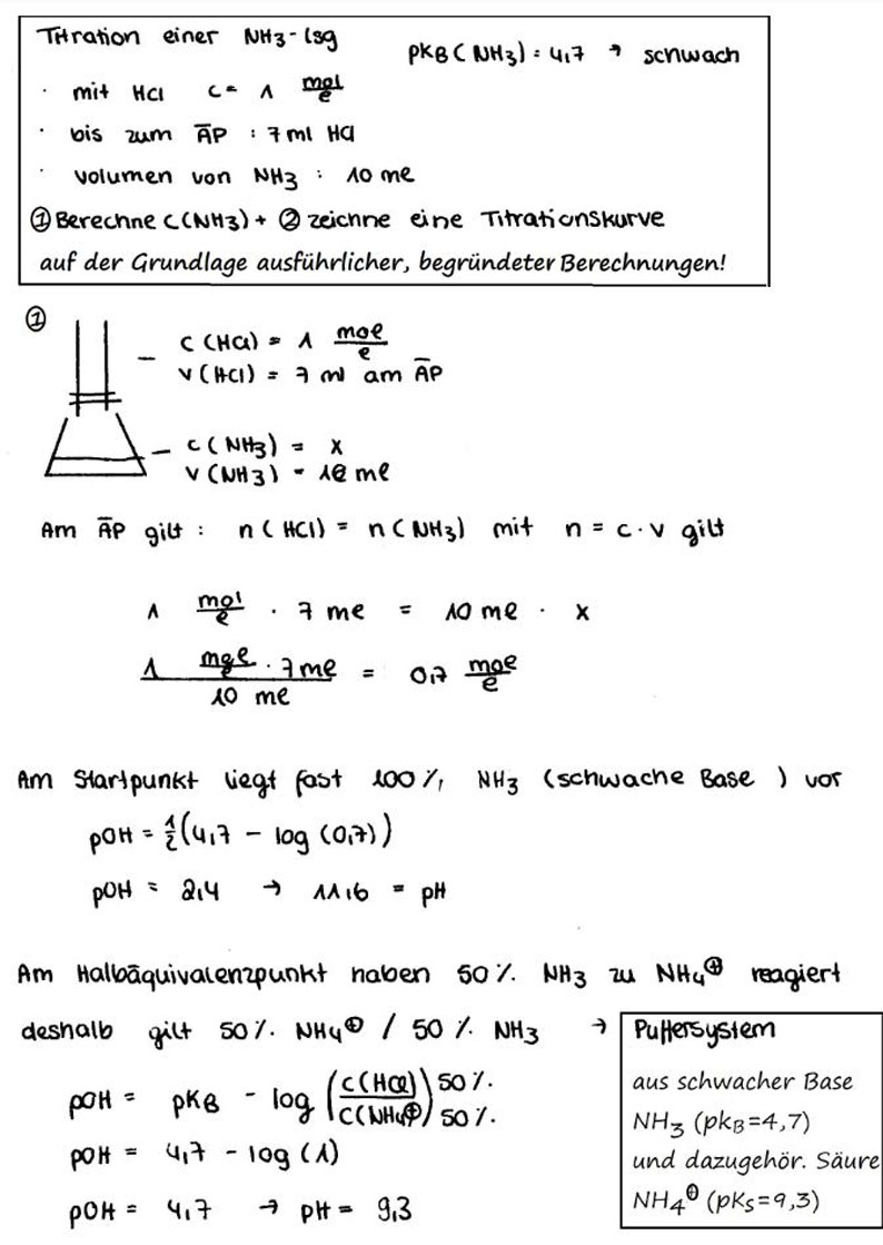 Übungsaufgabe zum Thema "Berechnung von Titrationskurven