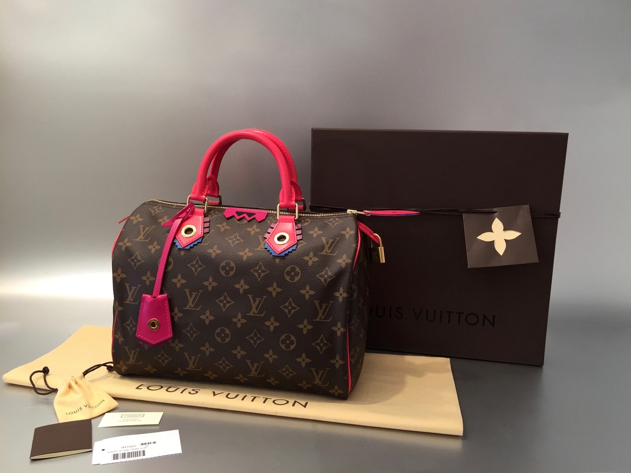Louis Vuitton Monogram Totem Speedy 30 in Flamingo Ankauf Verkauf Second Hand Designertaschen und Accessoires
