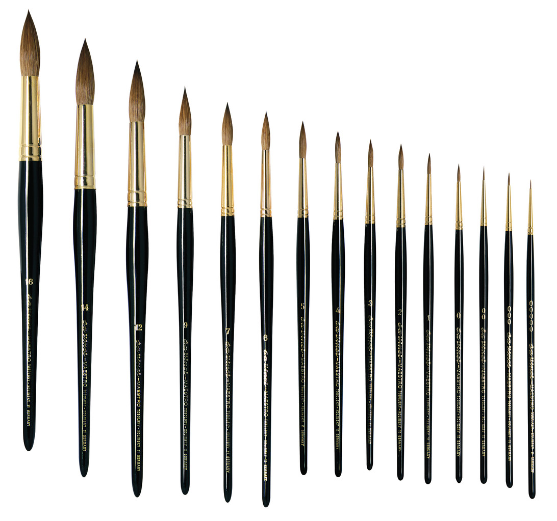 Professional Artist Paint Brush Set of 40 with Storage Case - Includes Round and Flat Art Brushes with Hog, Pony, and Nylon Hair Bristles - Perfect