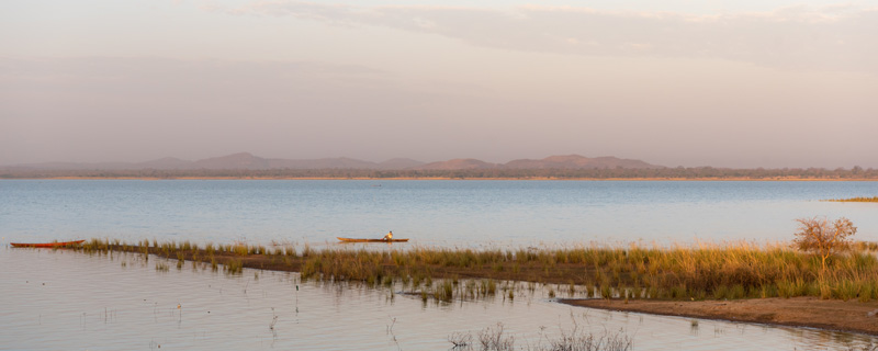 Landscape around the dam of the Tono  artificial lake