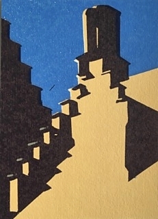 'Bruges Rooftop 1', screenprint, 10.5 x 15cm