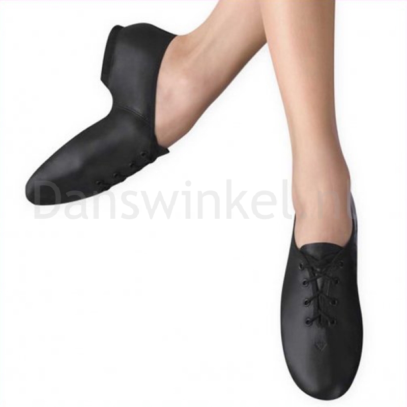 Zwart leren Jazzballet schoen, voor Jazzdance lessen vrijdag & Showjazz Kidz+ les Delft