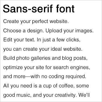 Sans-serif font