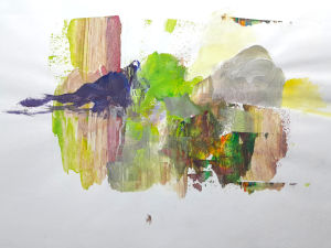 abstrakte Landschaft, acrylbild auf papier
