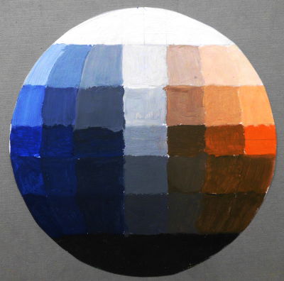 Farbkugel, Querschnitt, Orange./.Ultramarinblau