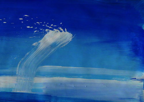 Winterbilder blau, weiß, pinselstrich