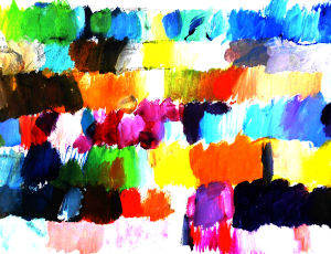 Schreibmalen mit Buntfarben, abstraktion