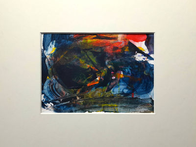 acrylbild, abstrakt, kleinformat, blau und rot, sturmbild