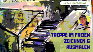 Treppe, aquarell und zeichnung, Straße in Bad Tölz