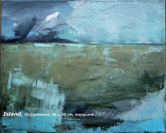 landschaft, blau, ocker abstrakt, Öl/Leinwand