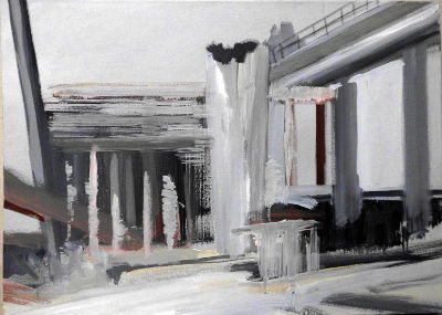 Autobahnbrücke baustelle, acryl, leinwand, 50x70