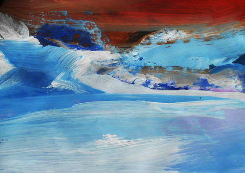 Gletscher, alpenglühen, Papierbilder, orange und blau