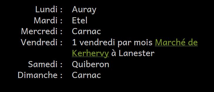 Chez l'Autre Andouille marché Auray, Etel, Carnac, Kerhervy, Quiberon