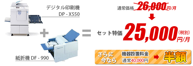 デュプロ デジタル単色印刷機デュープリンターDP-U550 & 紙折機DF-970