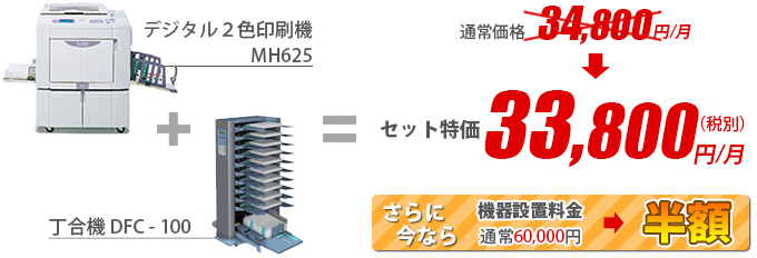 デュプロ デジタル2色印刷機DP-633TC & 丁合機DFC-100