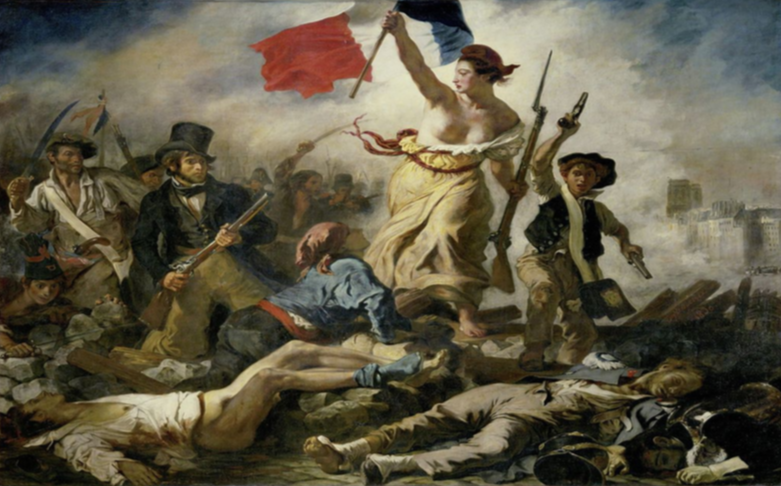 E. Delacoix, "La libertà che guida il popolo", olio su tela, 1830, Museo del Louvre (Parigi)