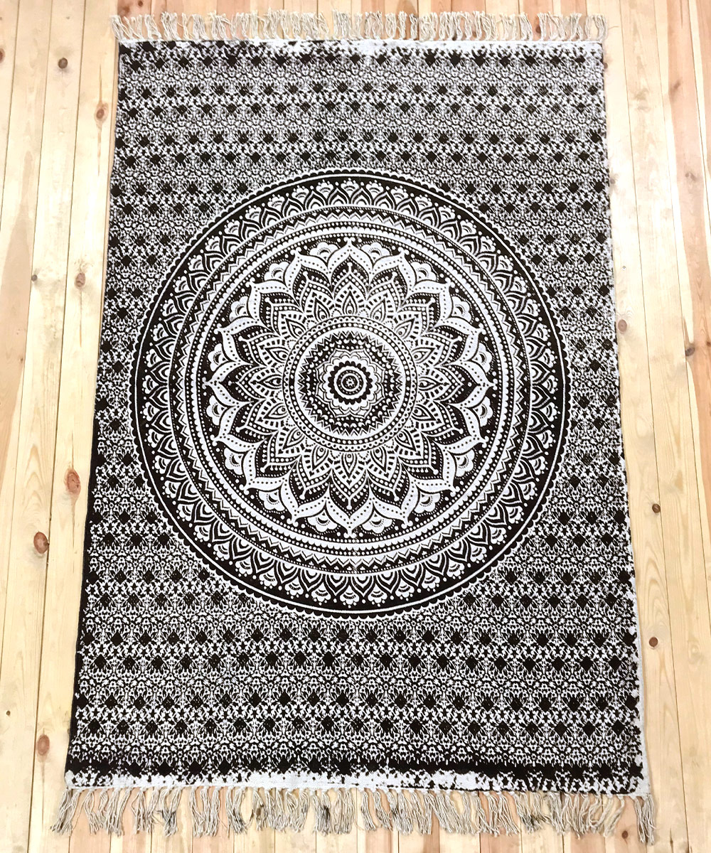 Mandala Teppich Schwarz Grau