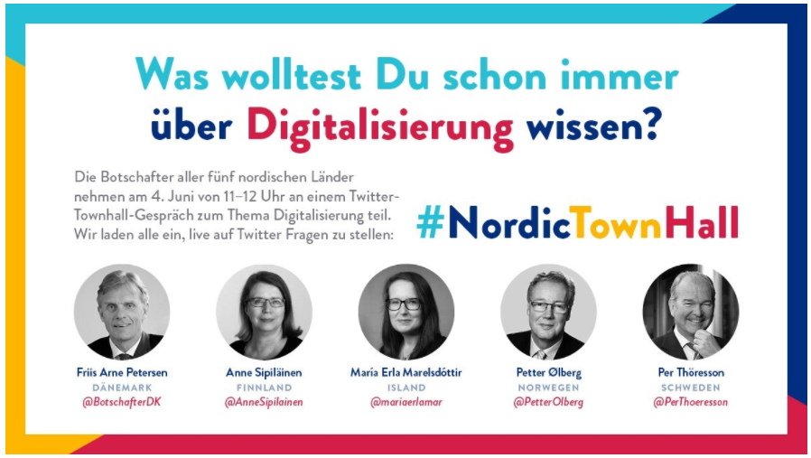 Einladung zur NordicTownHall. Bild von Nordische Botschaften. 