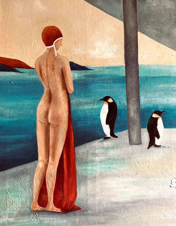 Badetag | Mixed Media auf Leinwand | 70 x 90 cm | 2022 | Privatbesitz
