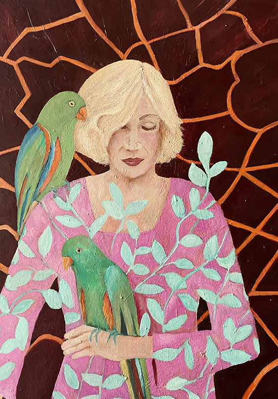 Zugeflogen 2  |  Mixed Media auf Leinwand  |  60 x 80 cm  |  2024