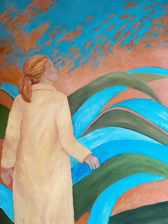 Hinter den roten Bergen | Öl auf Leinwand | 100 x 150 cm | 2026