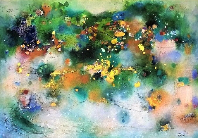 " Sfumature di una vita" Acrilico e foglia oro zecchino 70x100 cm Collezione privata