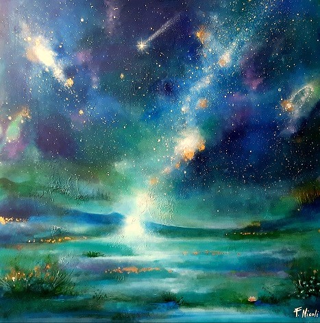 Luce di stelle, Acrilico su tela 80x80 cm