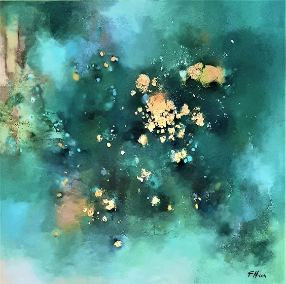 " La poesia del bosco" Acrilico 80x80 cm Collezione privata